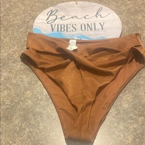 Aerie Rich Brown Textured Bikini Bottom XL